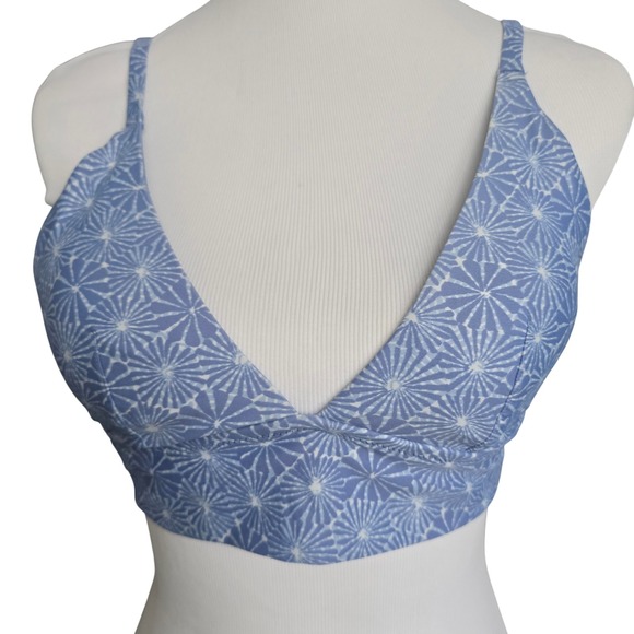aerie Other - Aerie Real Good Blue‎ White Sunburst Triangle Bikini Top Large Adjustable Straps